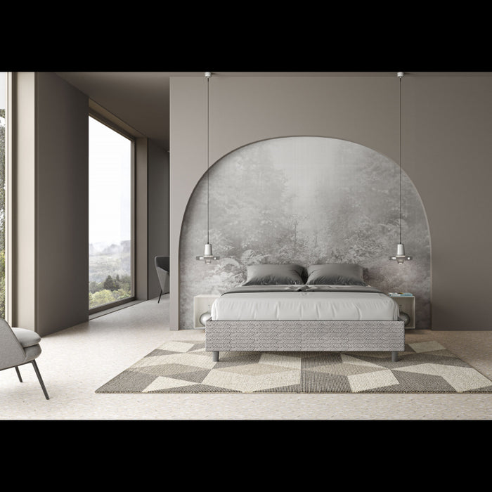 Letto Sommier imbottito Matrimoniale 160x210 cm tessuto Aragona Aze - Senza rete,Bianco