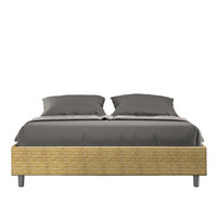 Letto Sommier imbottito Matrimoniale 160x210 cm tessuto Aragona Aze - Contenitore,Giallo