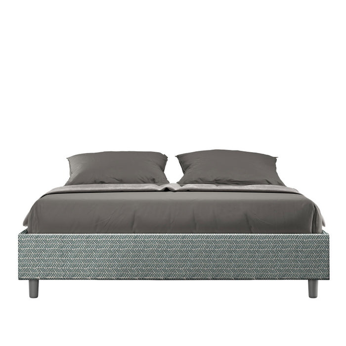 Letto Sommier imbottito Matrimoniale 160x210 cm tessuto Aragona Aze - Senza rete,Azzurro