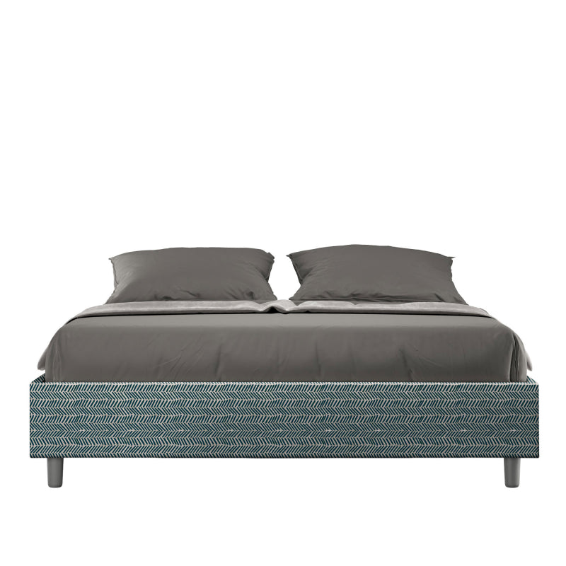 Letto Sommier imbottito Matrimoniale 160x210 cm tessuto Aragona Aze - Contenitore,Blu