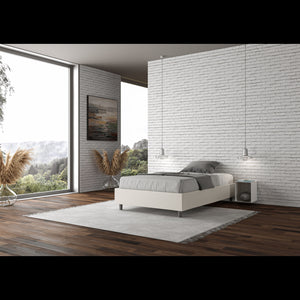 Letto Sommier imbottito Matrimoniale francese 140x200 cm Azelia - Bianco,Similpelle,Contenitore