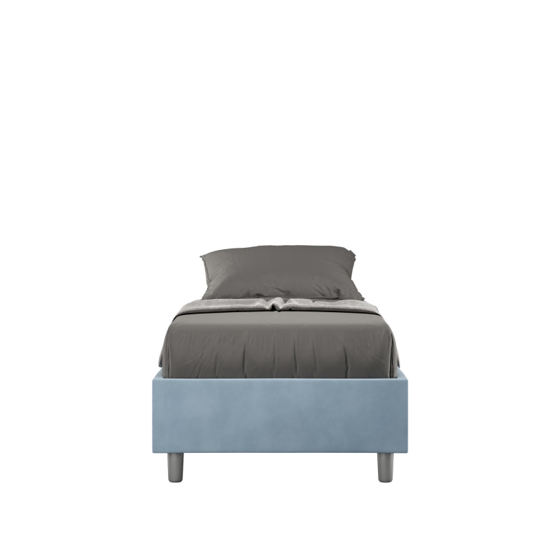 Letto Sommier imbottito Singolo 80x190 cm Azelia - Con rete,Microfibra,Azzurro