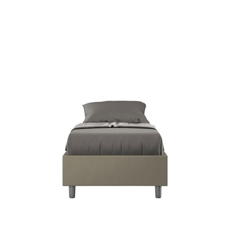 Letto Sommier imbottito Singolo 80x210 cm Azelia - Senza rete,Similpelle,Cappuccino