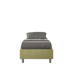 Letto Sommier imbottito Singolo 80x210 cm Azelia - Contenitore,Microfibra,Tè verde