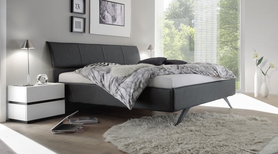 Letto imbottito Titanium in ecopelle antracite ZLCRXLETCOSMOGR