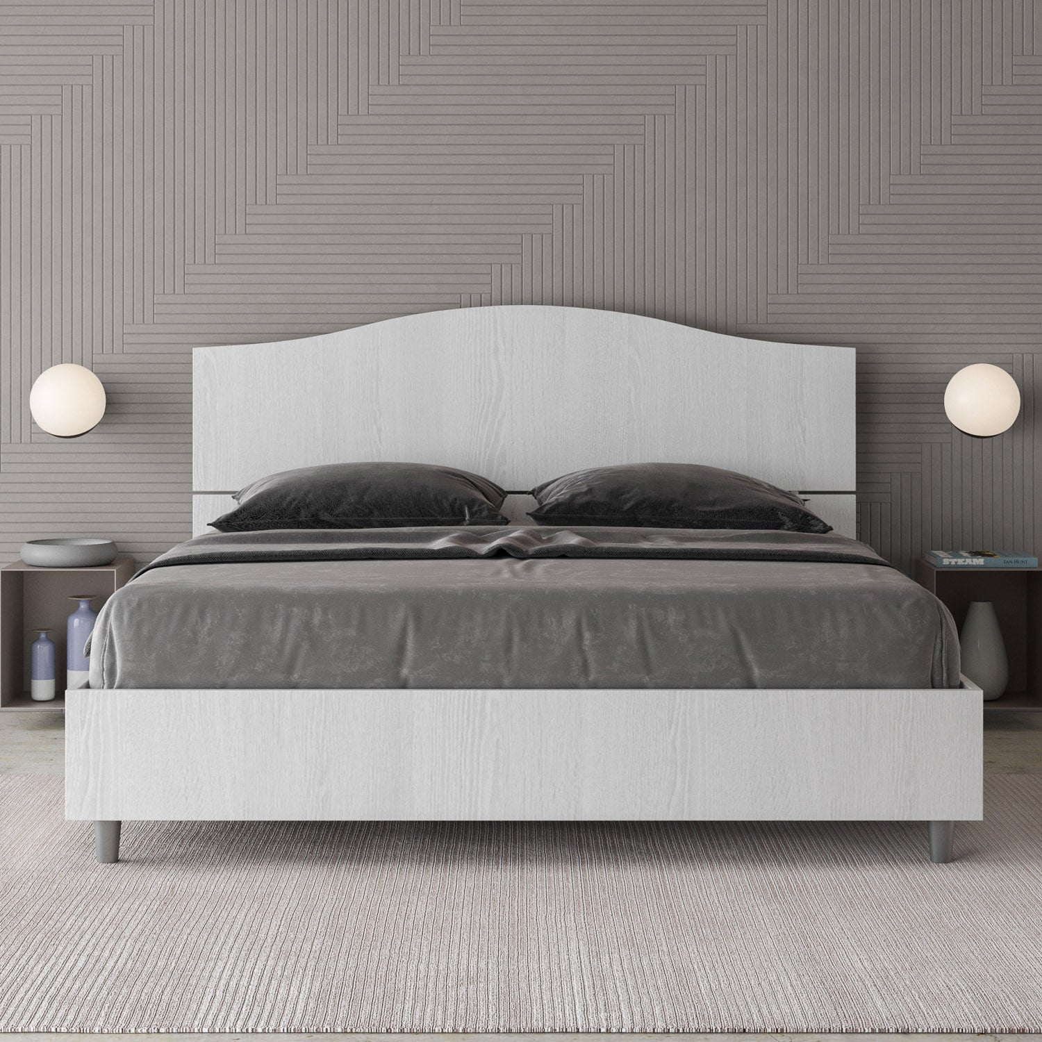 Letto matrimoniale senza rete 160x200 bianco frassino Dores