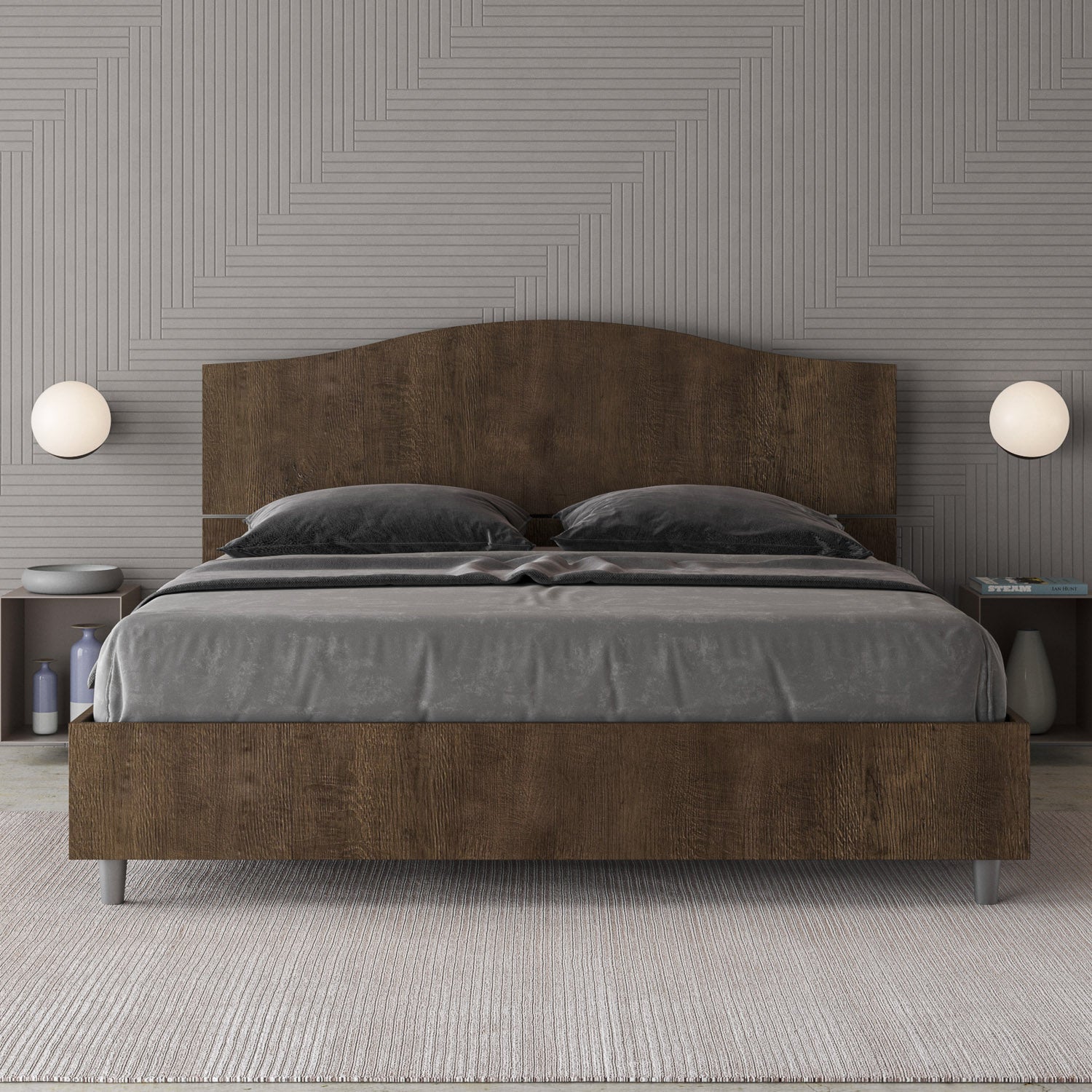 Letto matrimoniale contenitore 160x190 noce Dores