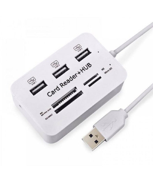 Lettore Di Schede Carte + Hub Usb 2.0 3 Porte Usb Slot Ms Sd Mmc Tf M2 Q-h02         