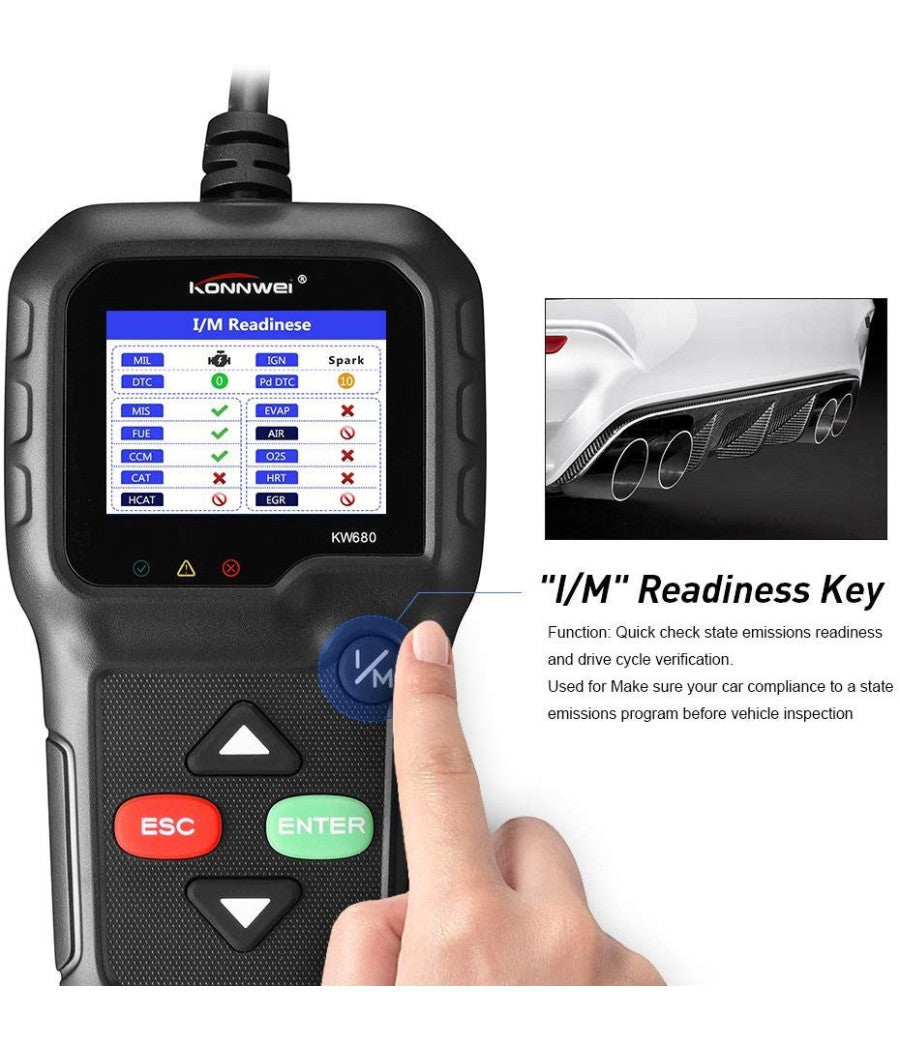 Lettore Obd Konnwei Kw680 Scanner Codici Auto Diagnostica Tester Analisi Obd2ii         