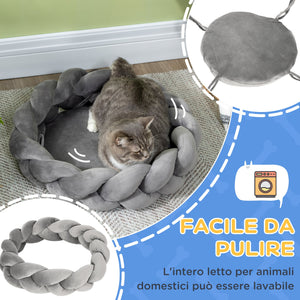 Cuccia per Cani e Gatti Imbottito e Lavabile con Cuscino Separato 55x14 cm Grigio