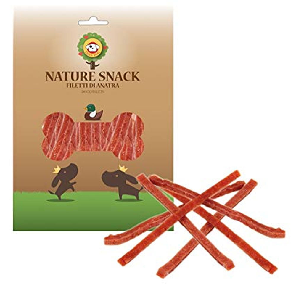 Ferribiella nature snack filetti d'anatra fuss dog ideali per cani - confezione da 10 buste