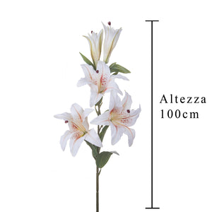 Set 3 Rami Artificiali Lilium Composto da 5 Fiori H 100 cm