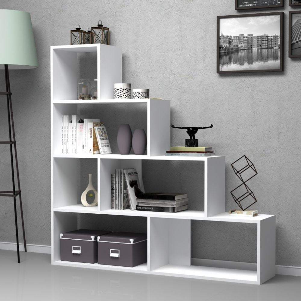 Libreria a scala Alis 145x145 cm bianca