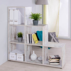 Libreria a scala 116x118x33 cm Bergamo 1 bianco consumato