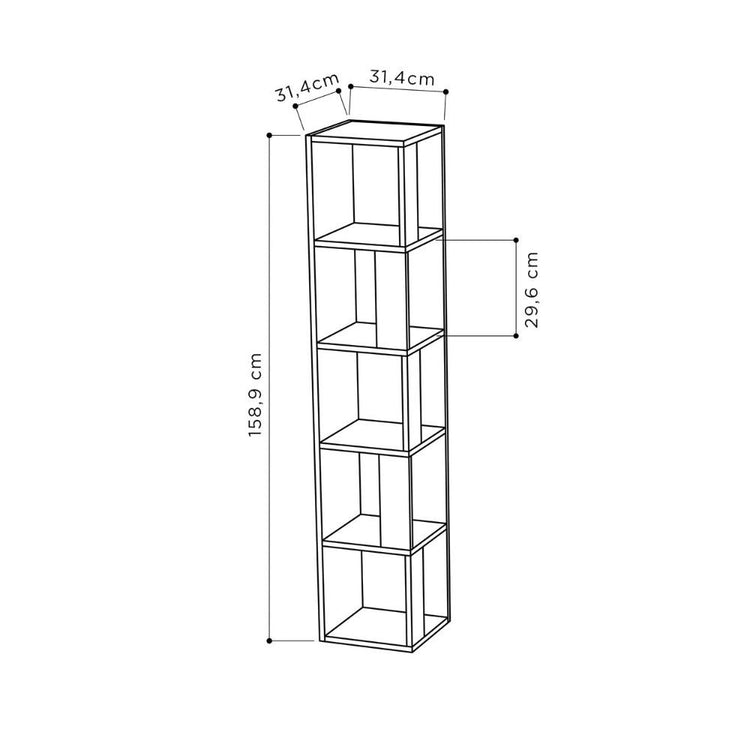 Libreria angolare 5 ripiani Piano 31,4x31,4x158,9 colore antracite