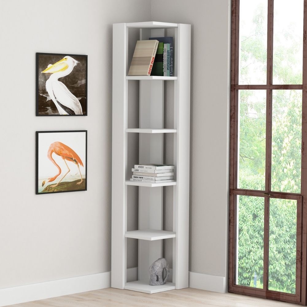 Libreria angolare 5 ripiani 34x34x161 Nati colore bianco