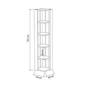 Libreria angolare 5 ripiani 34x34x161 Nati colore bianco