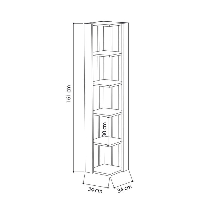 Libreria angolare 34x34x161 cm Nati antracite 5 ripiani