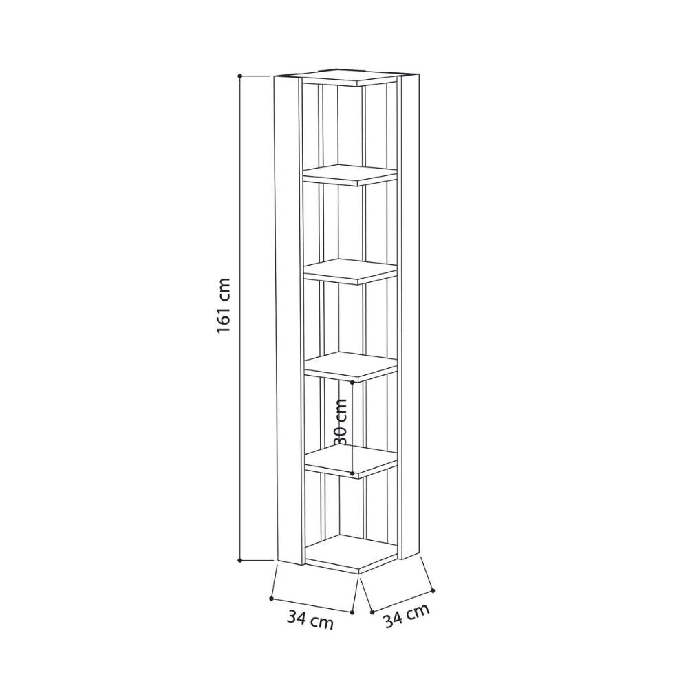 Libreria angolare 34x34x161 cm Nati bianca 5 ripiani