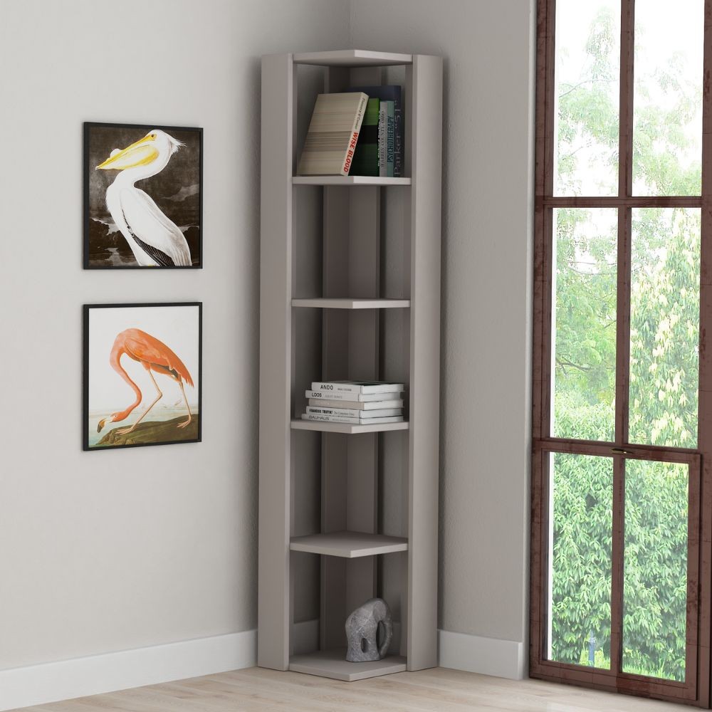 Libreria Angolare 34x34x161 cm in MDF Nati Light Mocha