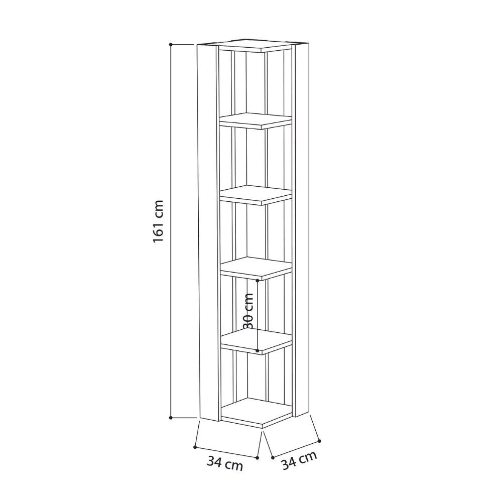 Libreria Angolare 34x34x161 cm in MDF Nati Light Mocha