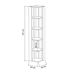 Libreria Angolare 34x34x161 cm in MDF Nati Light Mocha