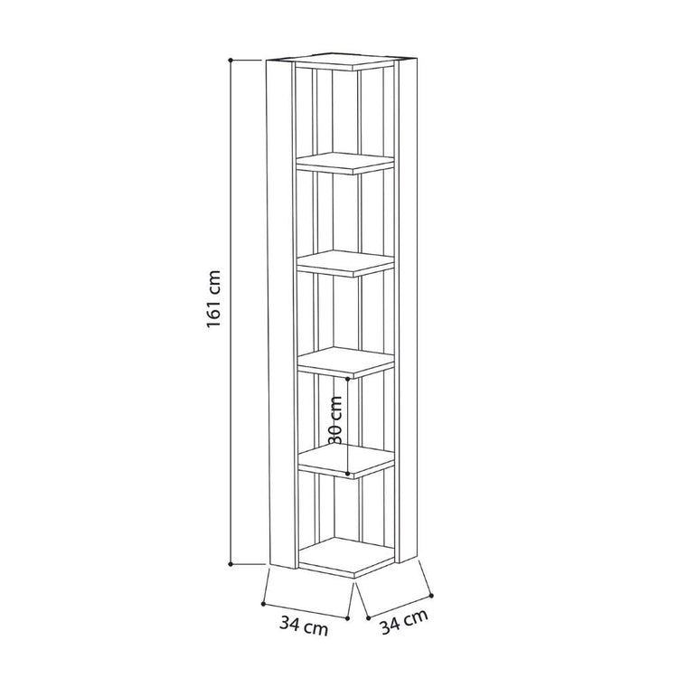 Libreria Angolare 34x34x161 cm in MDF Nati Light Mocha