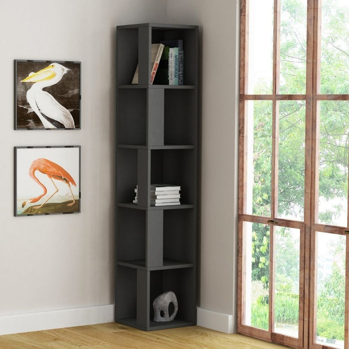 Libreria angolare 31,4x31,4x158,9 cm Piano antracite 5 ripiani