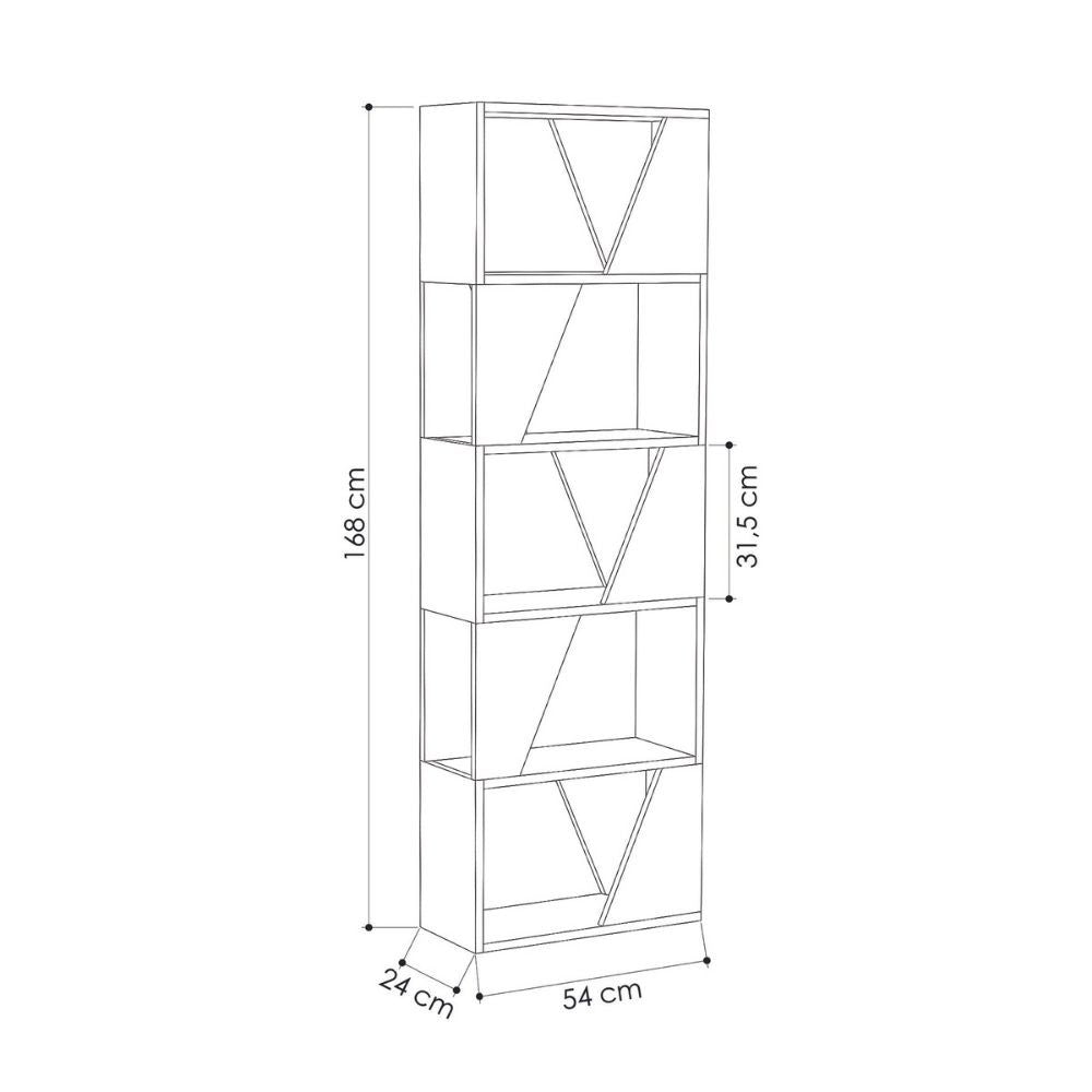 Libreria 5 ripiani Frame 54x168 colore antracite