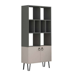 Libreria Bene 80x30x166 cm con ante antracite tortora