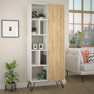 Libreria con anta rovere Jedda 80,6x191 colore bianco