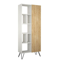 Libreria con anta rovere Jedda 80,6x191 colore bianco