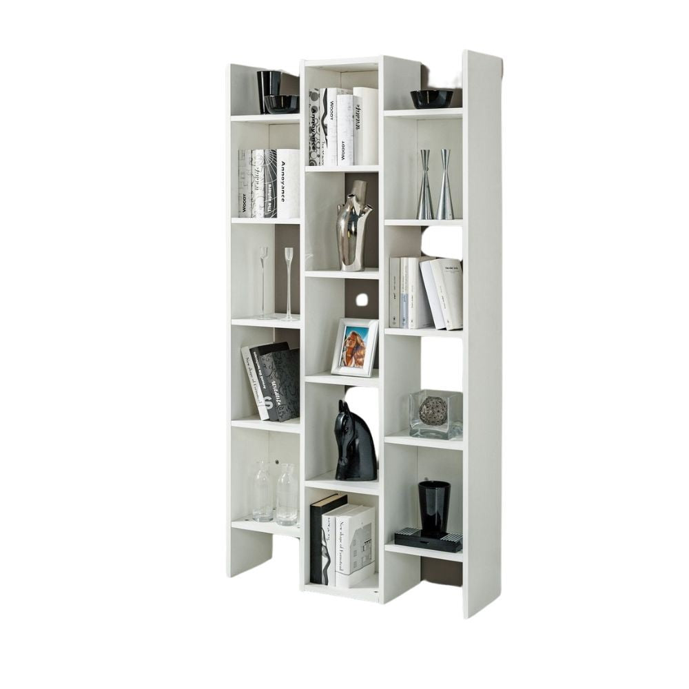 Libreria bianco larice con 15 ripiani Georgia 90x30x181H