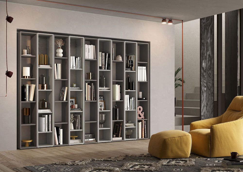 Libreria, Soggiorno moderna Gesso e Ardesia, Made in Italy ZLCINFNCOMP35