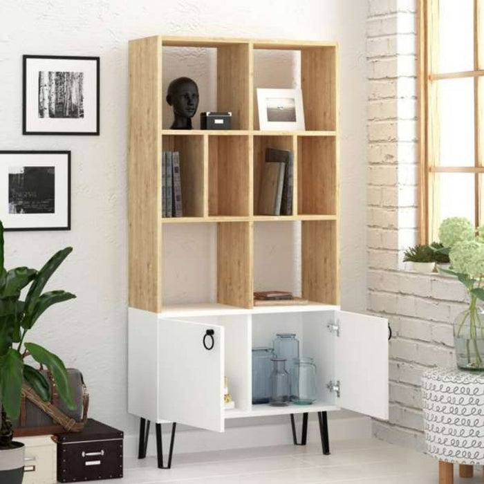 Libreria con ante Bene 80x30x166h colore bianco rovere