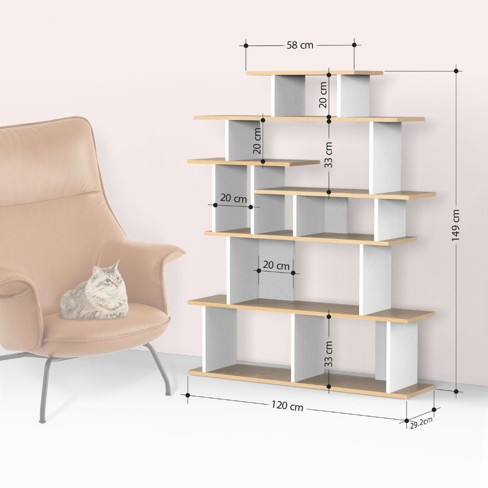 Libreria design 120x29,2x149 cm Apollon rovere e antracite