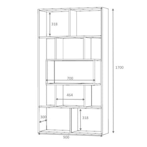 Libreria Face  90x30x170 cm grigio cemento