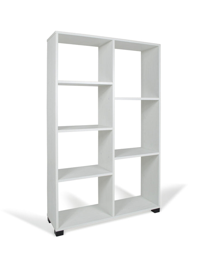 Libreria giorno 7 ripiani 80x24x126,5cm in legno sbiancato - Kitaly