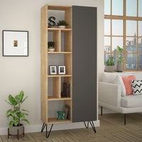 Libreria con Anta 80,6x29,6x191 cm in MDF Jedda Antracite