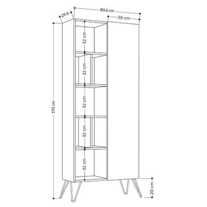 Libreria con Anta 80,6x29,6x191 cm in MDF Jedda Antracite