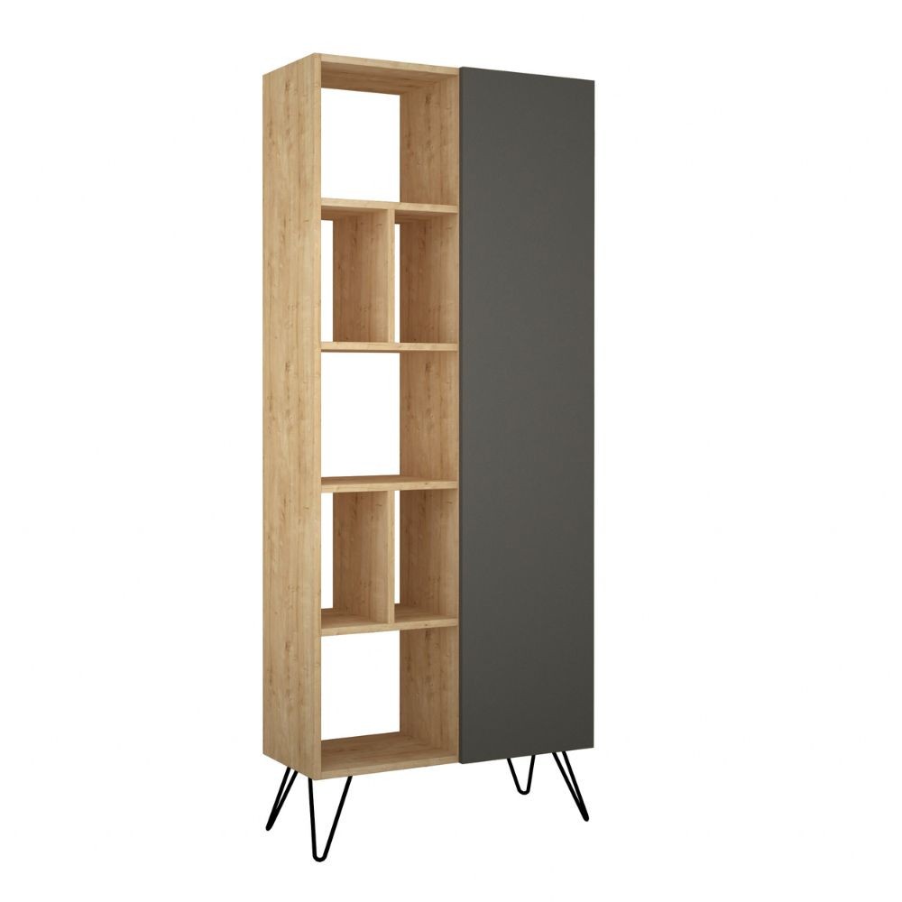 Libreria con Anta 80,6x29,6x191 cm in MDF Jedda Antracite