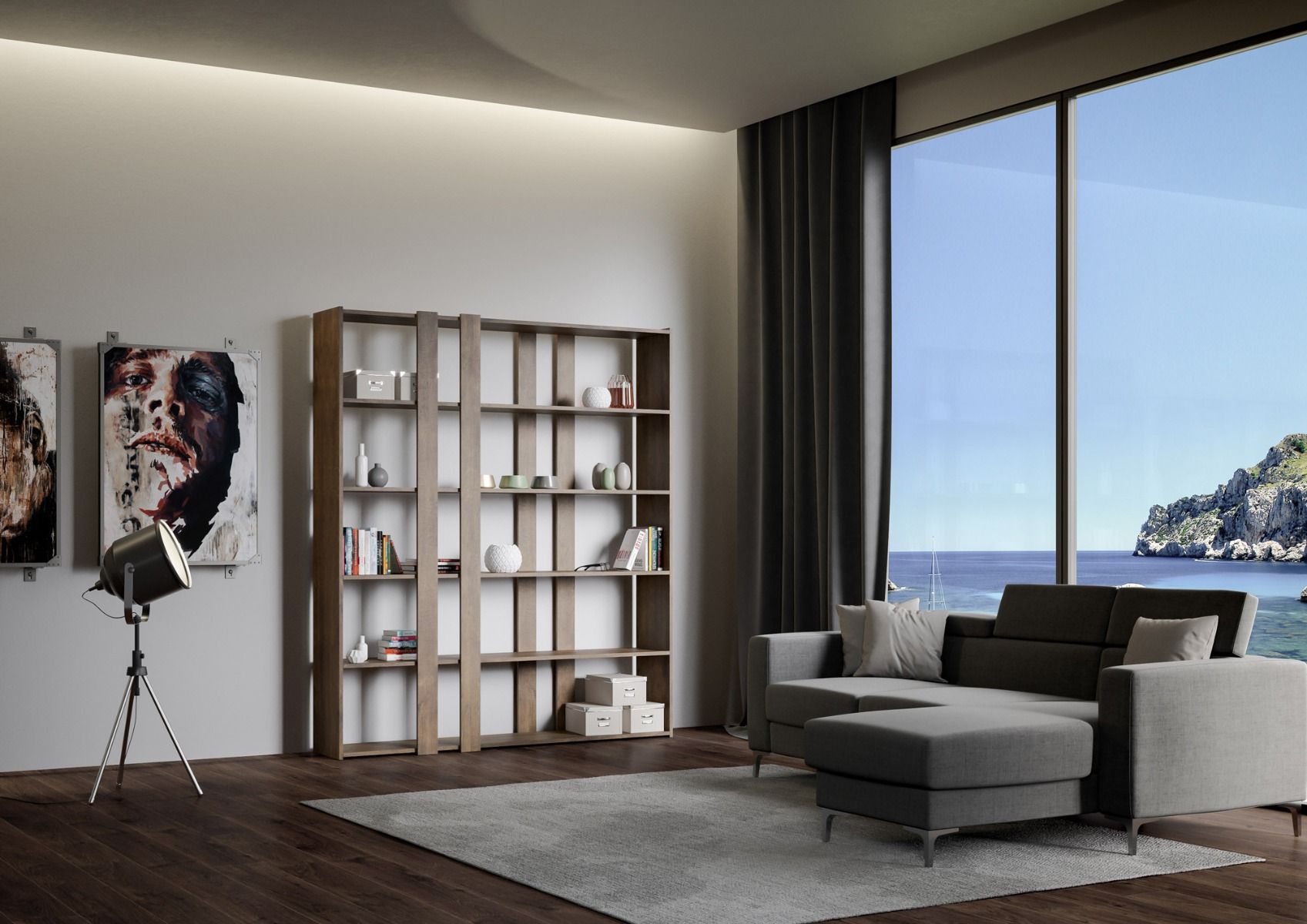 Libreria Moderna 5 Ripiani 178x36x204 cm in nobilitato Marrone