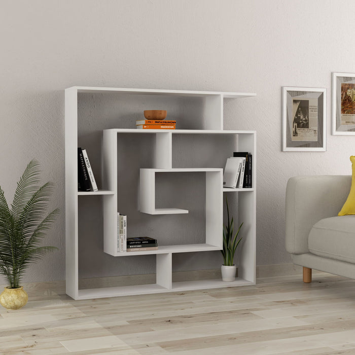 Libreria Moderna 129x125x22 cm in MDF Labirent Bianco