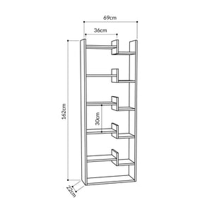 Libreria 11 Ripiani 22x69x162,5 cm in MDF Oppa Rovere e Antracite