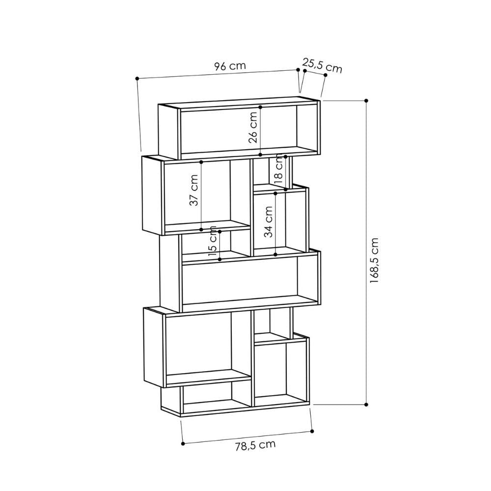 Libreria orizzontale bifacciale Karmato 96x168,5 colore cemento