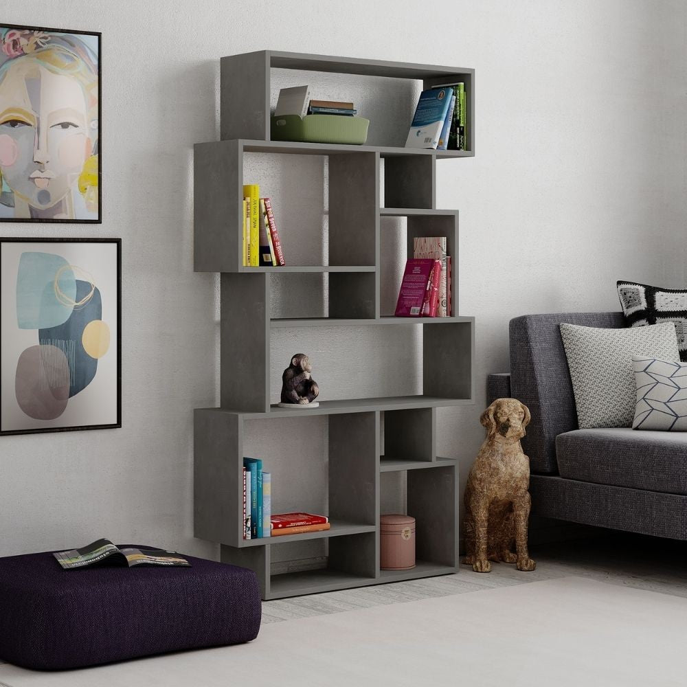 Libreria orizzontale bifacciale Karmato 96x168,5 colore cemento