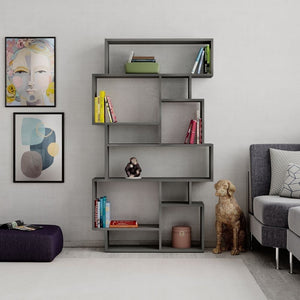 Libreria orizzontale bifacciale Karmato 96x168,5 colore cemento