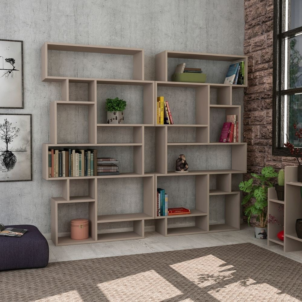 Libreria orizzontale bifacciale 96x25,5x168,5 cm tortora