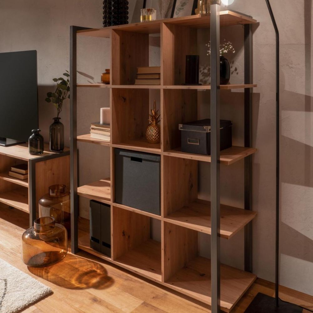 Libreria rovere quercia a cubi con profili antracite Denver31