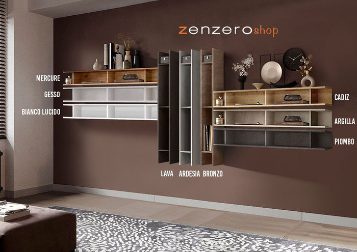 Libreria orizzontale sospesa, finitura Bronzo, ZLCINFNPENEW97